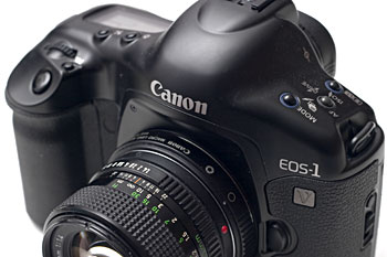 Canon EOS 1V with Macro Converter FD-EOS