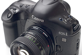 Canon EOS 1V with EOS/FD Converter